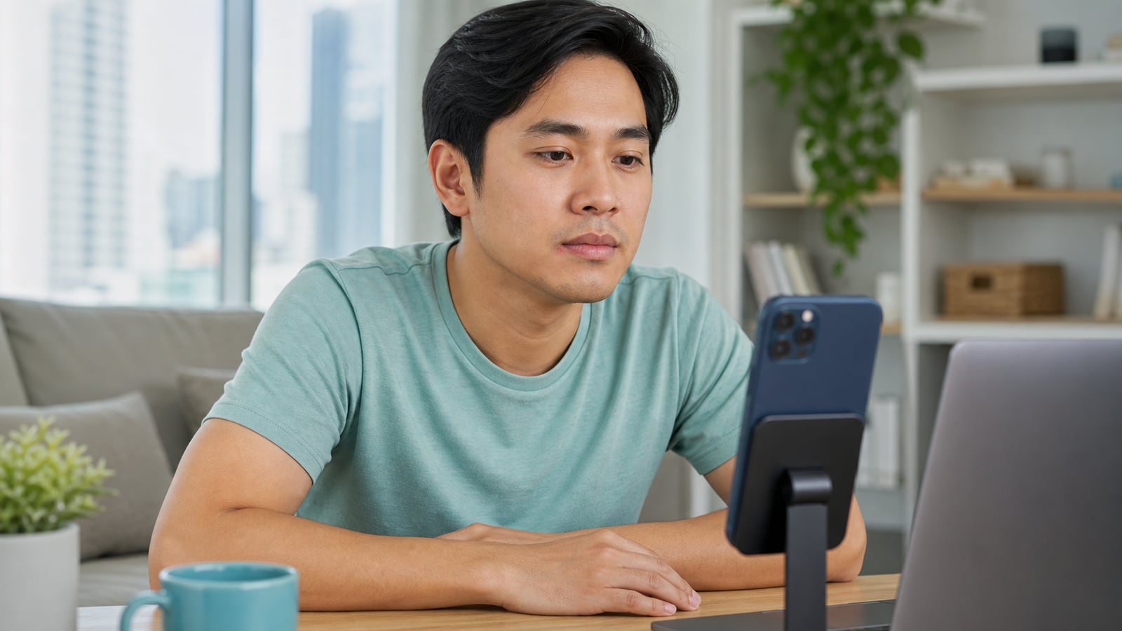 Patient using a tablet for a private online doctor consultation about cold sores