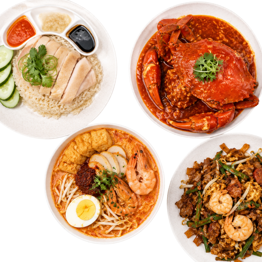 Spread of Singaporean hawker dishes high in saturated fat and cholesterol